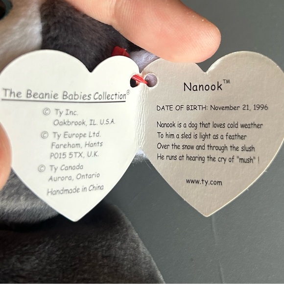 NWT Ty Beanie Babies Nanook The Husky Rare And Retired With Matching Teenie Baby - Picture 8 of 10